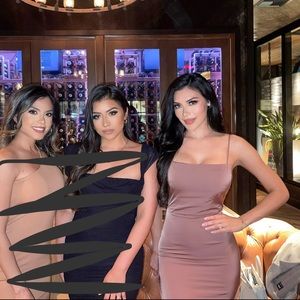 NBD Midi Dress in Black and Tan